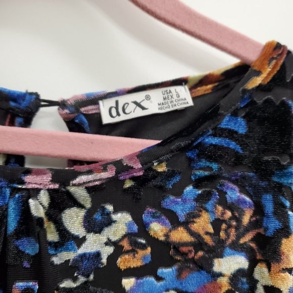 DEX Black/Blue/Orange/Pink Velour Fully Lined Long Sleeve Tunic Size M - Picture 2 of 10